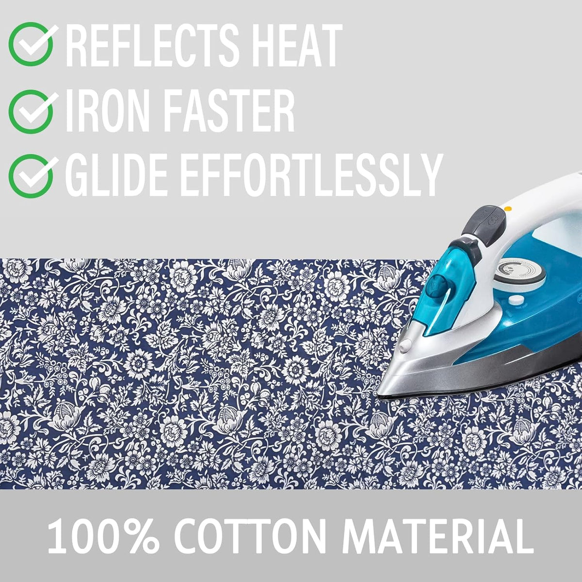 Ironing Board Cover and Pad 15x54 Inch Standard Ironing Board Cover with Elastic Edge and Hook and Loop Fasteners Scorch and Stain Resistant Cotton Ironing Covers with Thick Padding