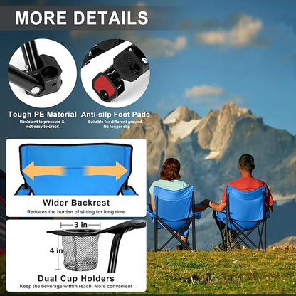 Joyfair Portable Camping Chair, Outdoor Lawn Folding Chairs for Adults, Heavy Duty Large Foldable Chairs for Beach, Fishing, Tailgating and More Outdoor Sport, Carry Bag & Cup Holder