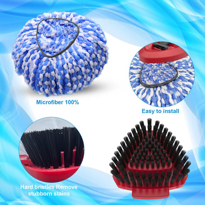 Spin Mop Head and Brush Replacement Compatible with O Cedar RinseClean 2