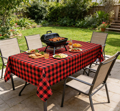Classic Gingham Buffalo Xmas Tablecloth Fabric