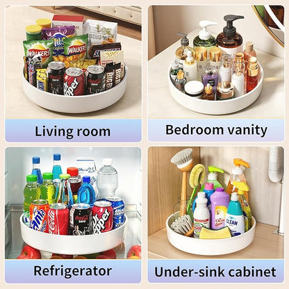 Lazy Susan Organizer Turntable, 12" Rotating Spice Rack Organization with Non-Slip Base & Raised Lip, Pantry Organizers and Storage for Cabinet, Kitchen, Bathroom, Countertop, Refrigerator