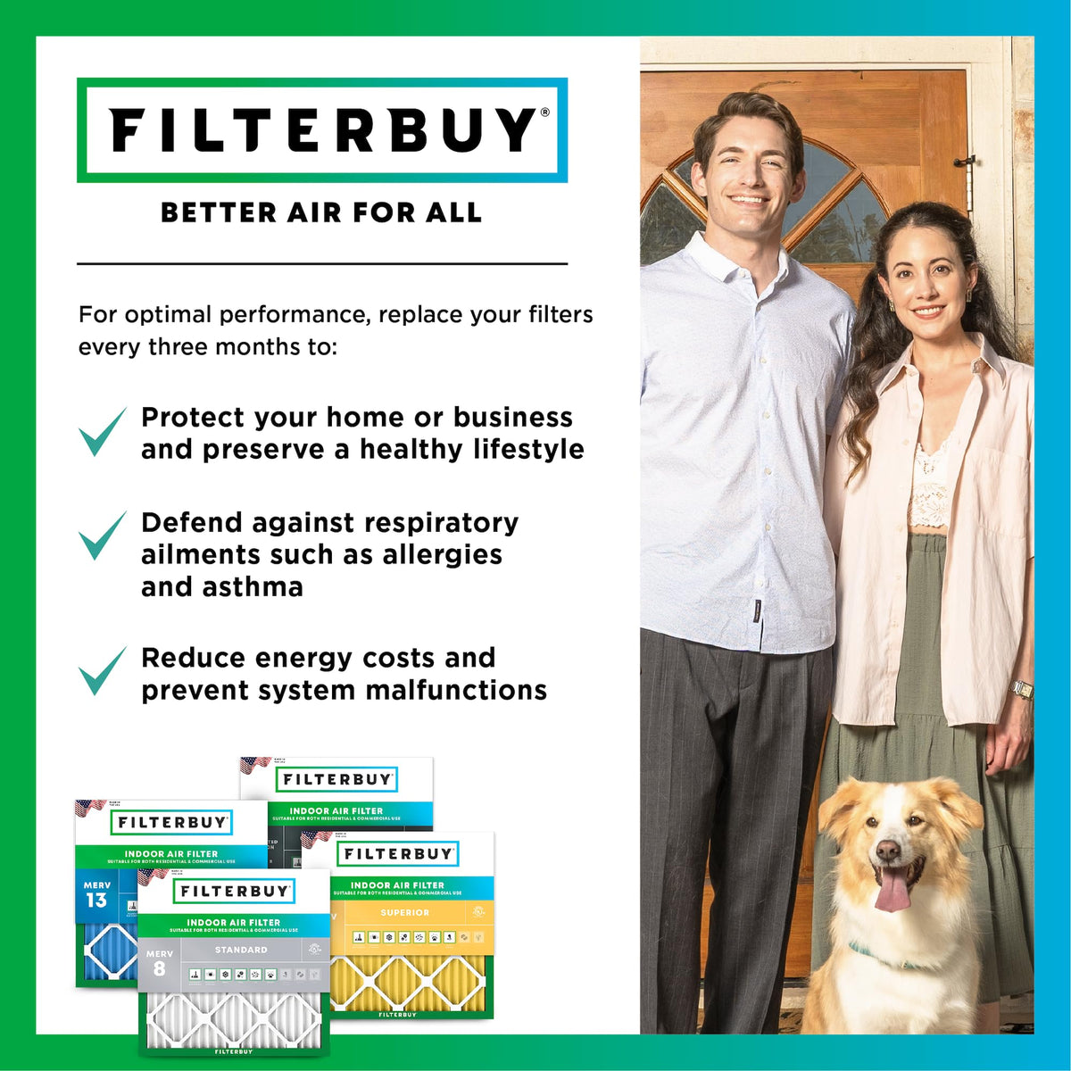 18x25x2 Air Filter MERV 11 Pet & Allergy Defense (4 Count)