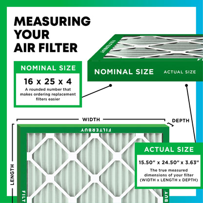 16x25x4 Air Filter MERV 8 Dust & Allergy Defense (6 Count)