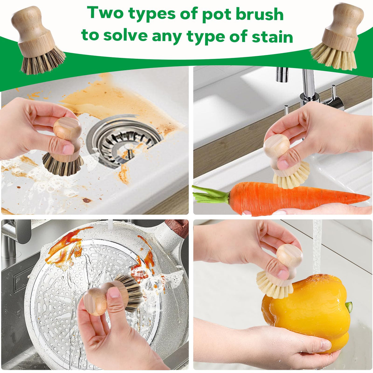 Bamboo Dish Brush Set (5 Count)