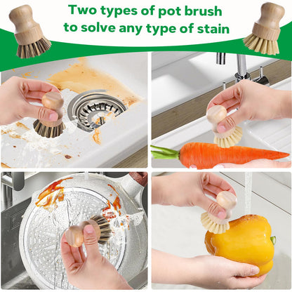 Bamboo Dish Brush Set (5 Count)