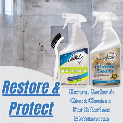 Natural Stone Shower Sealer Quart + Ultimate Grout Cleaner with Brush Quart (64 Fl Oz)