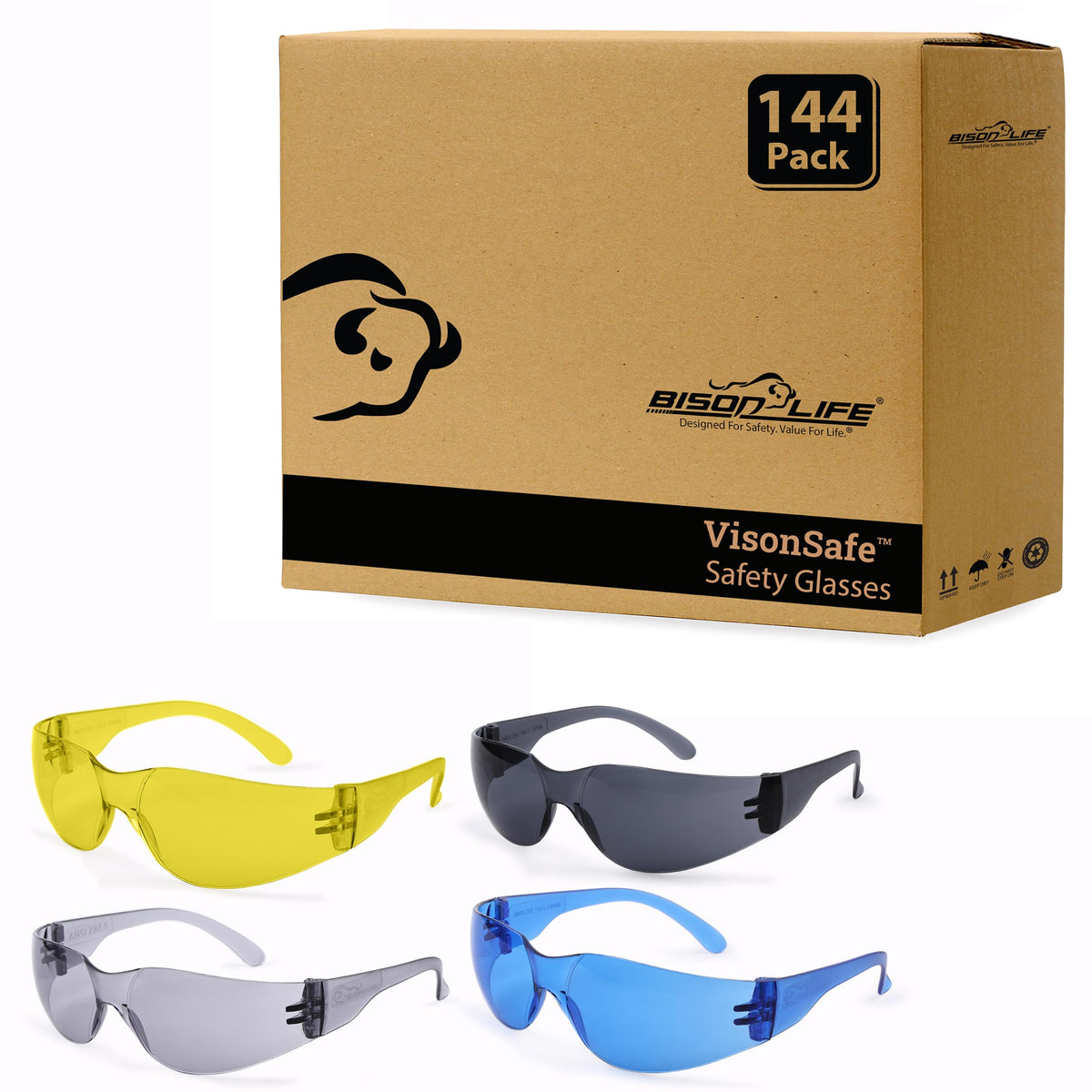 Full Color Protective Safety Glasses (12 Count)