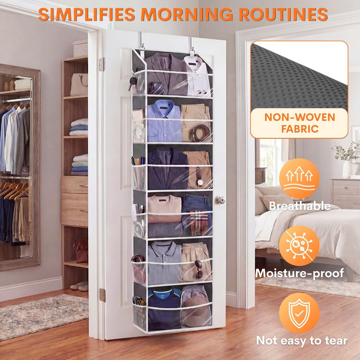 2 Pack Over Door Organizer with 6 Large Pockets