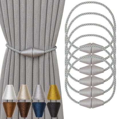 Magnetic Curtain Tiebacks 6 Pack Outdoor Rope Curtain Tie Backs Decorative Window Treatment Holdbacks for Home Decorative Curtain (6 Count)
