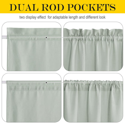 Sage Green Kitchen Sheer Door Window Curtain 26 x 72 inches Long