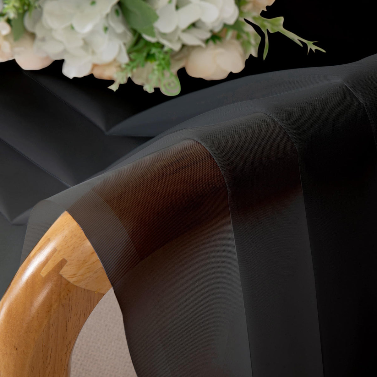 Black Sheer Curtains 45 Inches Length 2 Panels