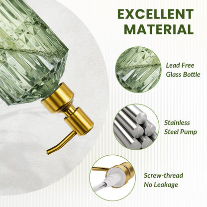 Soap Dispenser Green Glass Soap Dispenser with Pump Stainless Steel