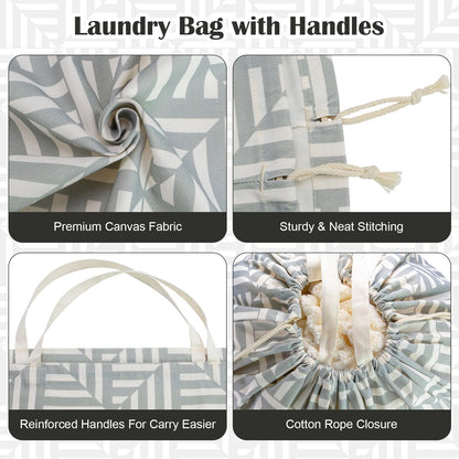 Canvas Laundry Bag with Handles & Drawstring