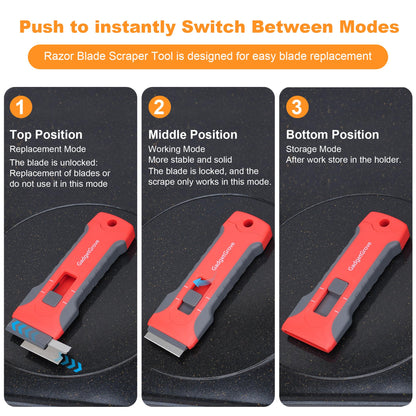 Razor Blade Scraper with 2 Pcs Plastic Scraper