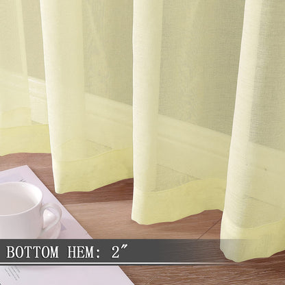 Sheer Tier Curtain Linen Textured Half Kitchen Curtains Sheer Light Filtering Rod Pocket Voile Small Curtains for Bathroom
