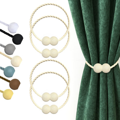 Magnetic Curtain Tiebacks Beige 4 Pack