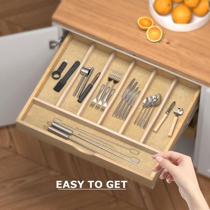 Solid Birch Wood Silverware Drawer Organizer