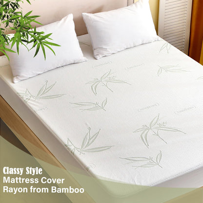 Queen Mattress Protector Waterproof Mattress Pad Washable Bamboo Rayon Mattress Cover Breathable Noiseless Bed Protector 5"