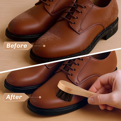 2 Pcs Horsehair Shine Shoes Brush Kit Polish Dauber Applicators Cleaning Leather Shoes Boots Care Brushes Suede Cleaner Brush (2.8 Count)