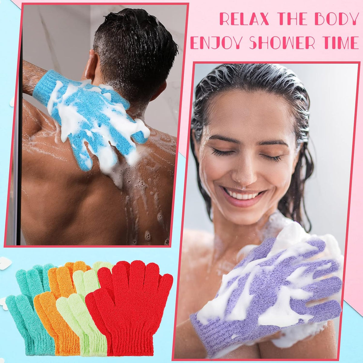 150 Pcs Exfoliating Gloves Bulk for Body Double Sided Exfoliating Shower Gloves for Women Nylon Colorful Bath Gloves Exfoliating Body Scrubber Mitt for Beauty Spa Massage Shower Body Scrubber