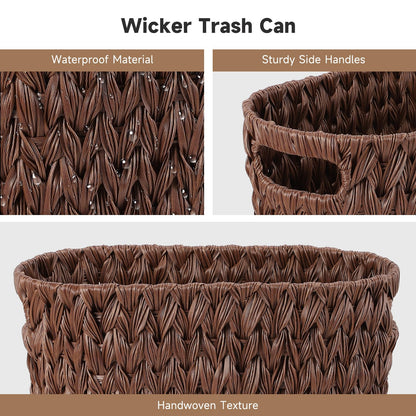 Bathroom Trash Can with Wicker Storage Baskets