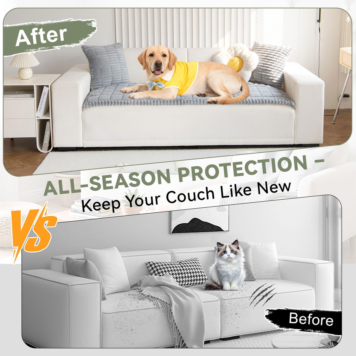 Washable Couch Covers for 3 Cushion Sofa Non Slip Pet Dog Sofa Cover (9 Ounce)