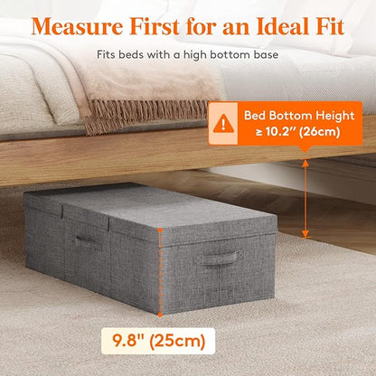 Lifewit 80L Under Bed Storage Containers, 9.8 Inch Tall Underbed Clothes Storage Organizer Bin with Sturdy Sidewalls, Bottom, 3 Lids, Deep Storage Drawer for Clothes, Shoes, Blankets, Pillows 3 Pack