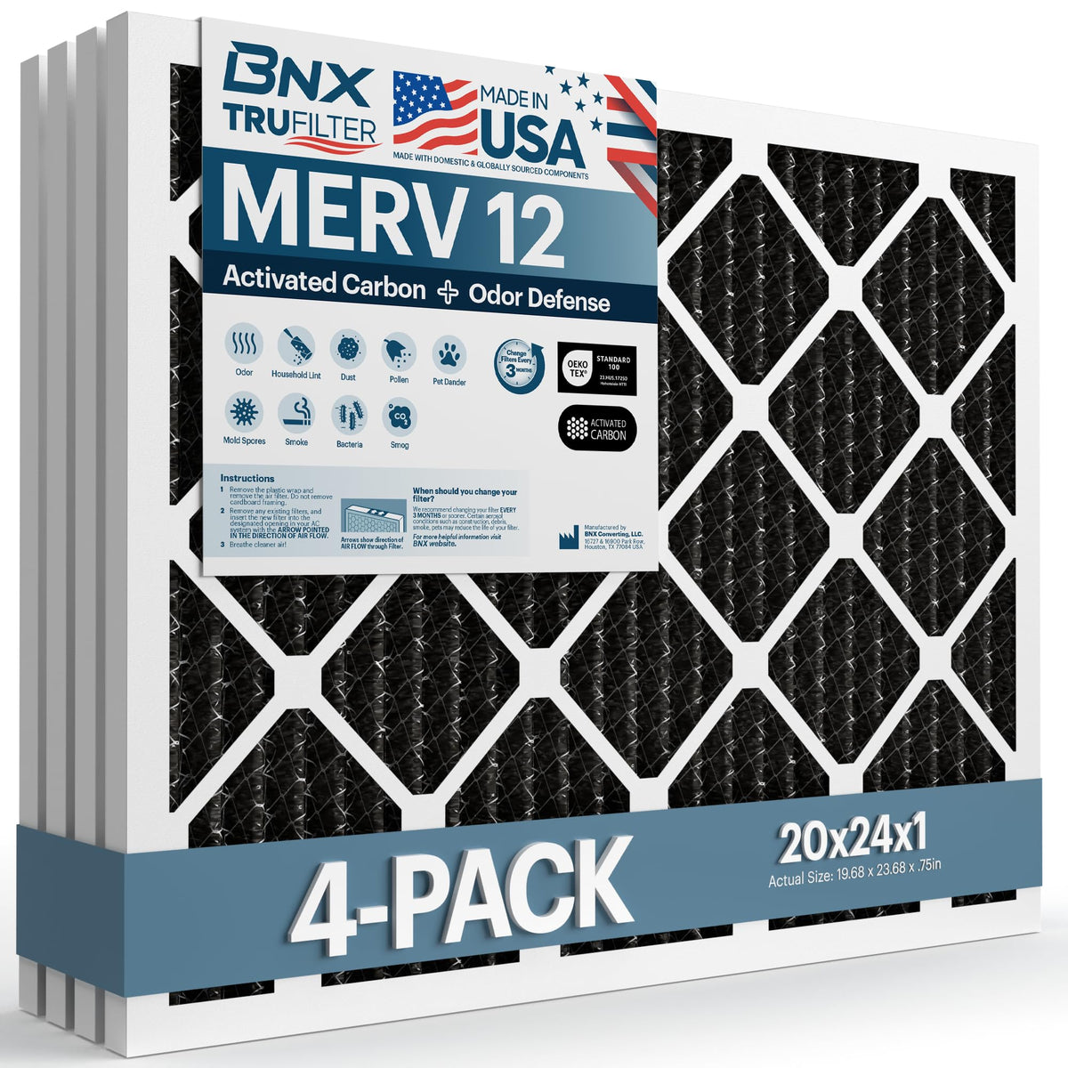TruFilter 20x24x1 MERV 12 Odor Defense (4 Count)