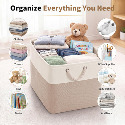 13×15×13 Inch Foldable Fabric Storage Basket with Handles (6 Count)