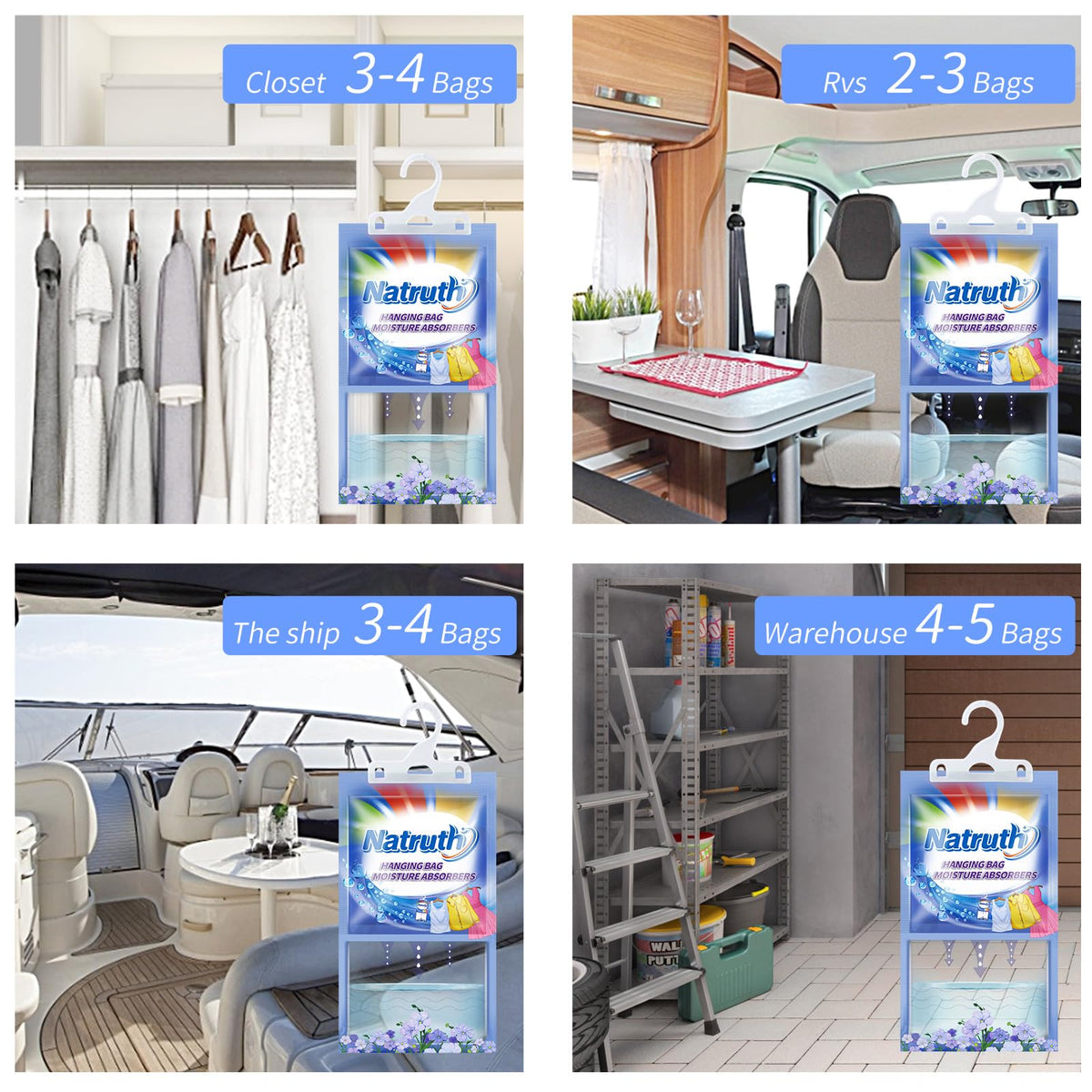 12 PACK Moisture Absorber Bags With Fresh Linen