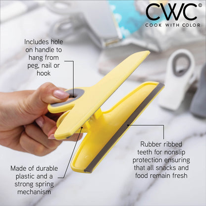 Bag Clips Heavy Duty Chip Clip and Refrigerator Magnet for Food Storage with Air Tight Seal Grip (4 Count)
