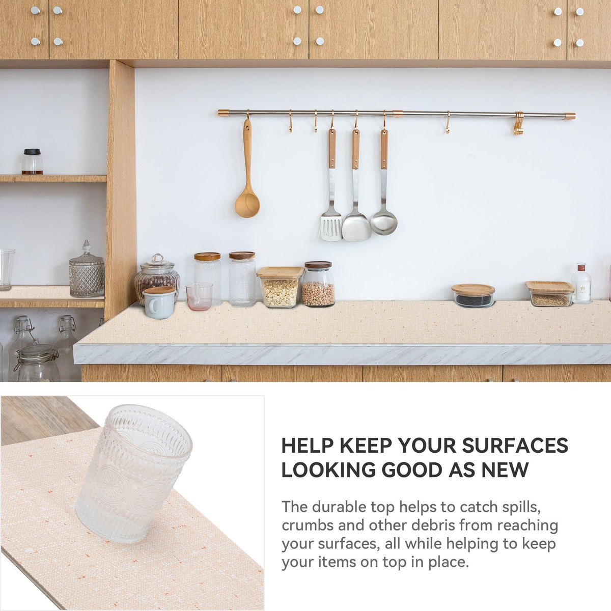Bulk Shelf Liner 18" W x 192" L Cupboard Liner Shelving Paper for Cabinets and Drawers Pantry Shelf Liners for Kitchen Cabinets Non