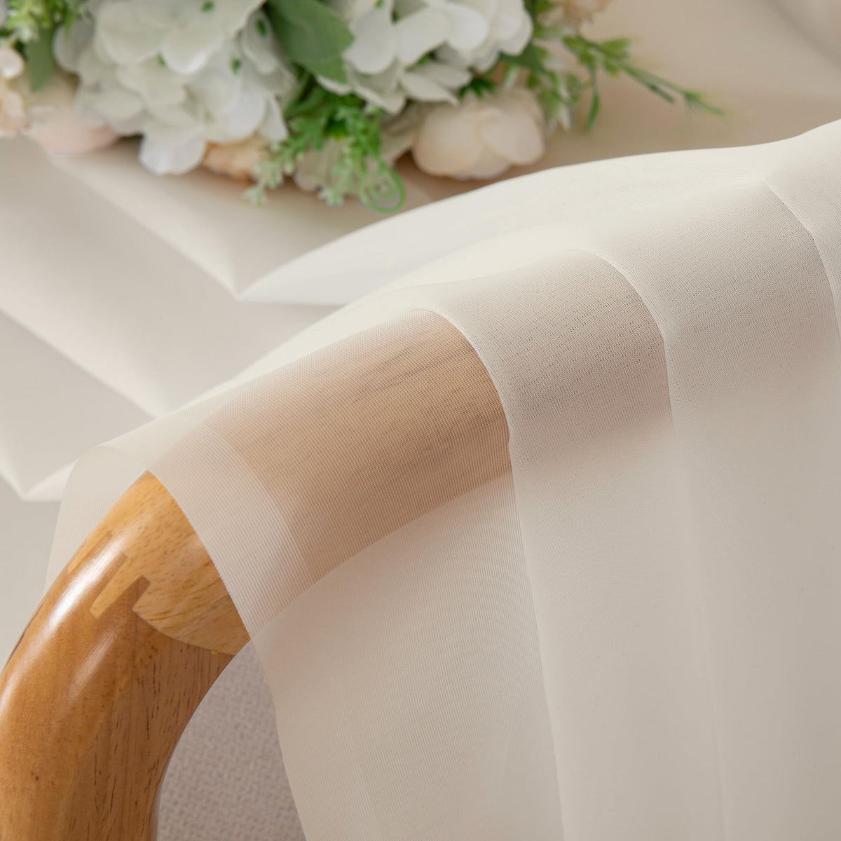 Cream Sheer Curtains 54 Inch Long 2 Panels (2 Count)