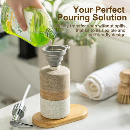 Ceramic Kitchen Dish Soap Dispenser Set with Stainless Steel Pump