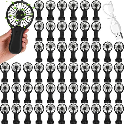 Woanger Mini Powerful Handheld Fan Bulk 3 Speed USB Rechargeable Small Desk Fan Summer Gift for Wedding Beach Outdoor Women Eyelash (Black,60 Pack)