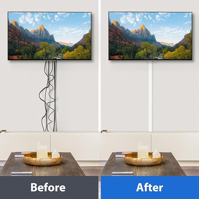 153in Wall Cable Hider, Cord Hider to Hide 3-4 Cords, TV Wire Hider for Wall, Cable Management Kit, Cable Raceway White, Paintable Cable Concealer, 9 x L17in x W1.18in x H0.6in
