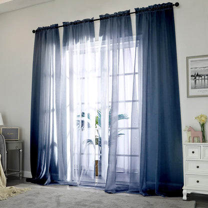 Extra Long Sheer Window Curtain Panels 120 Inch 2 PCS