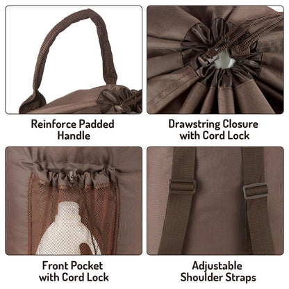 Large Laundry Backpack Bag with Detergent Holder and Adjustable Shoulder Straps
