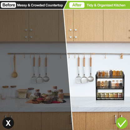 3 Tier Bamboo Spice Rack Wall Mount or Countertop