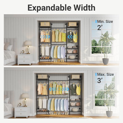 F3 Medium Wall Mounted Clothes rack Expandable Closet