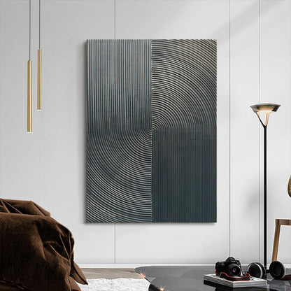 Hand Painted Abstract Modern Oil Painting 40x28 Inch Black Texture Contemporary Wall Art Minimalist Frame Artwork for Wall Decoration