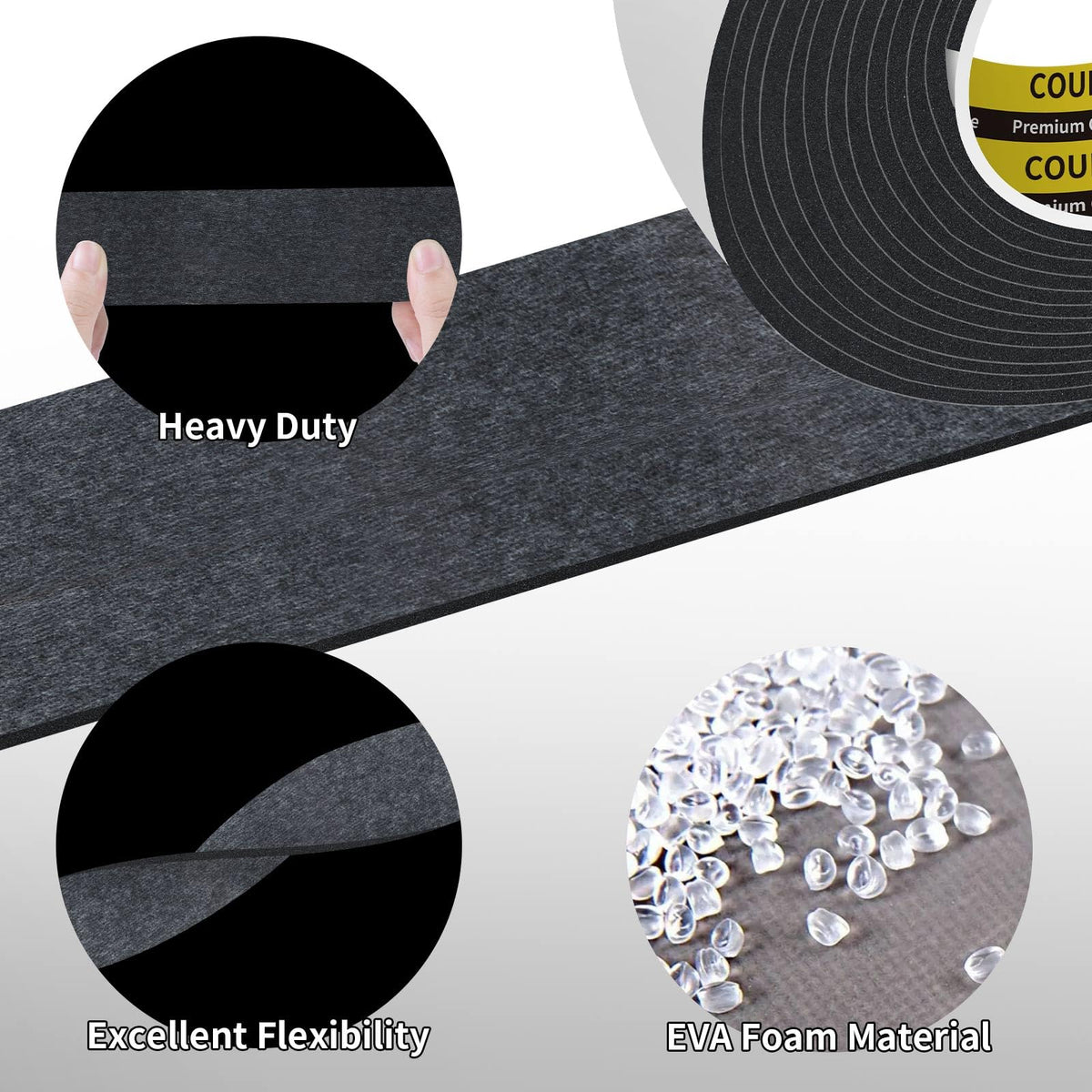 Black Foam Tape Weather Stripping Sealing Sponge (2 Count)
