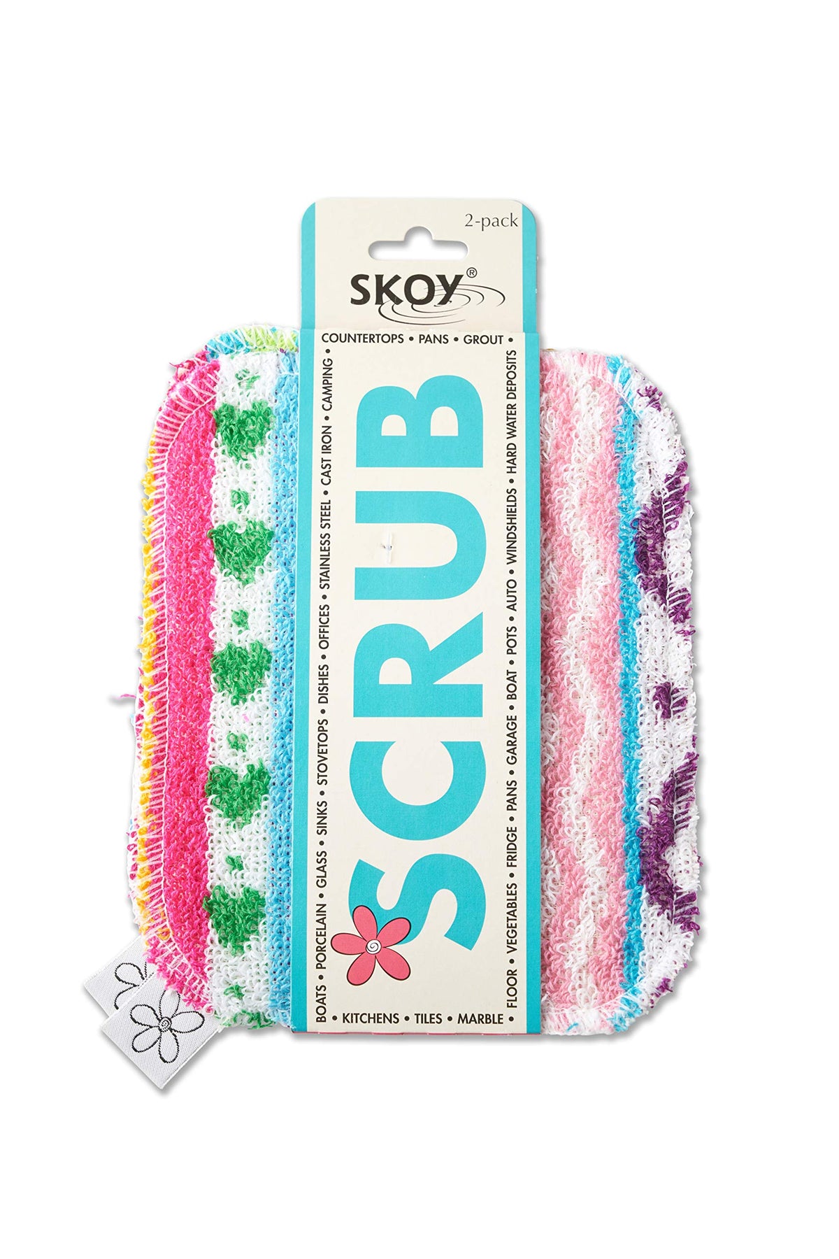Scrub, 2-pack Reusable, Non-Scratching Dish Scrubber for Kitchen and Household Cleaning, Planet-Friendly, Dishwasher Safe Soft Scrub, Assorted Colors and Designs (2 Count)