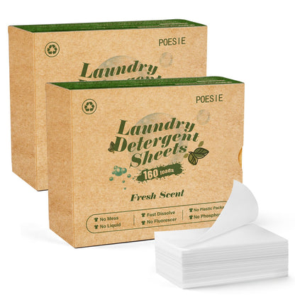 Laundry Detergent Sheets Fresh Scent 320 Sheet Liquidless Soap Sheets Detergent for Travel Camping Dormitory Hotel (320 Count)