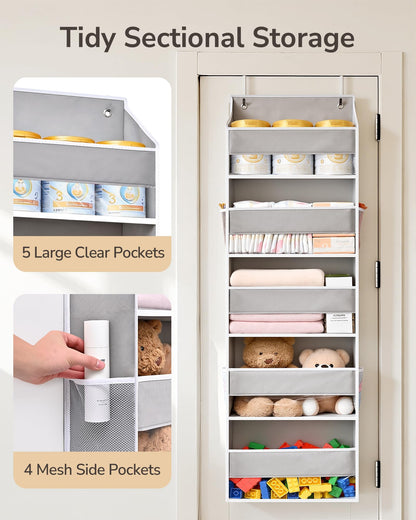 1 Pack Over Door Organizer Hanging Storage Light Gray
