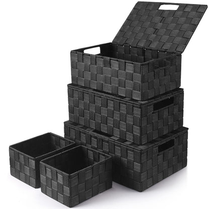 Storage Baskets with Lids (5 Count)