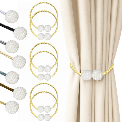 Magnetic Curtain Tiebacks Golden 6pcs (6 Count)