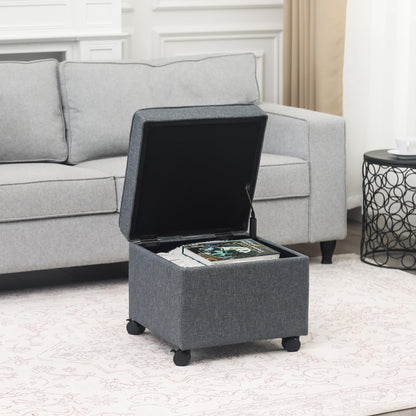 17.5" Square Fabric Ottoman with Storage
