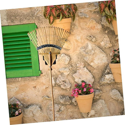 Wall Mount Garden Tool Organizer Heavy Duty Rake and Mop Holder Hooks for Brooms Shovels and Hoses Easy Installation and Design