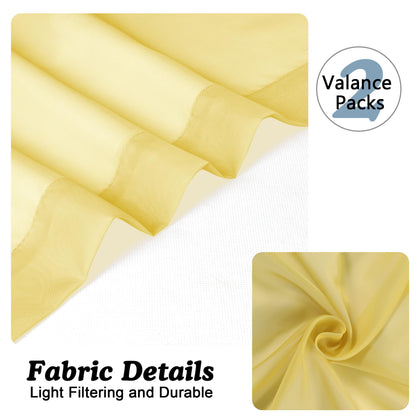 Mustard Yellow Sheer Valances for Windows (2 Count)